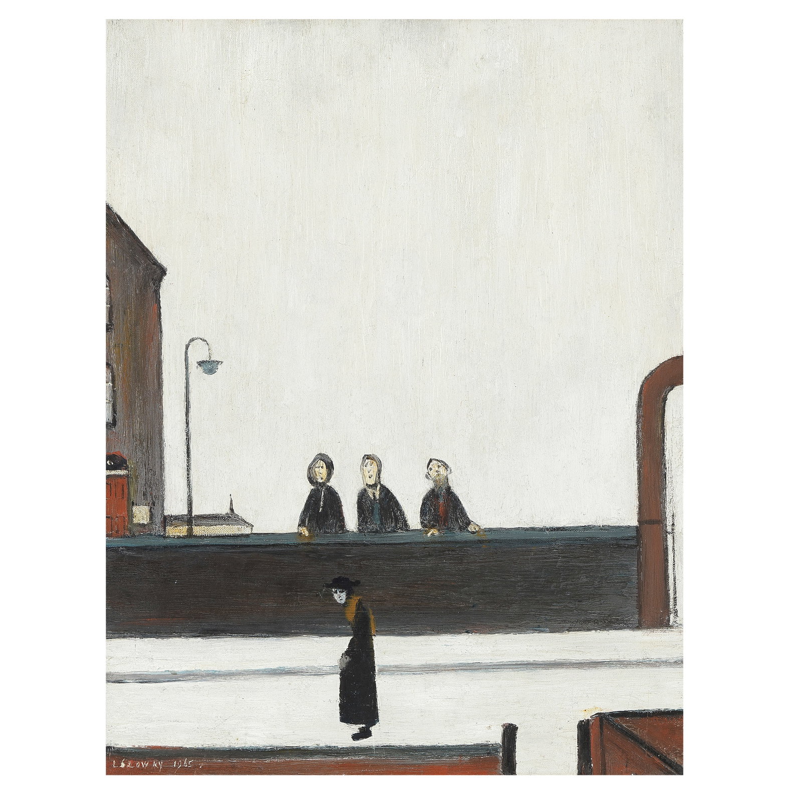 Laurence Stephen Lowry R.A. (British, 1887-1976) The Lookers-on 45.7 x 35.6 cm. (18 x 14 in.) (1 of 1)
