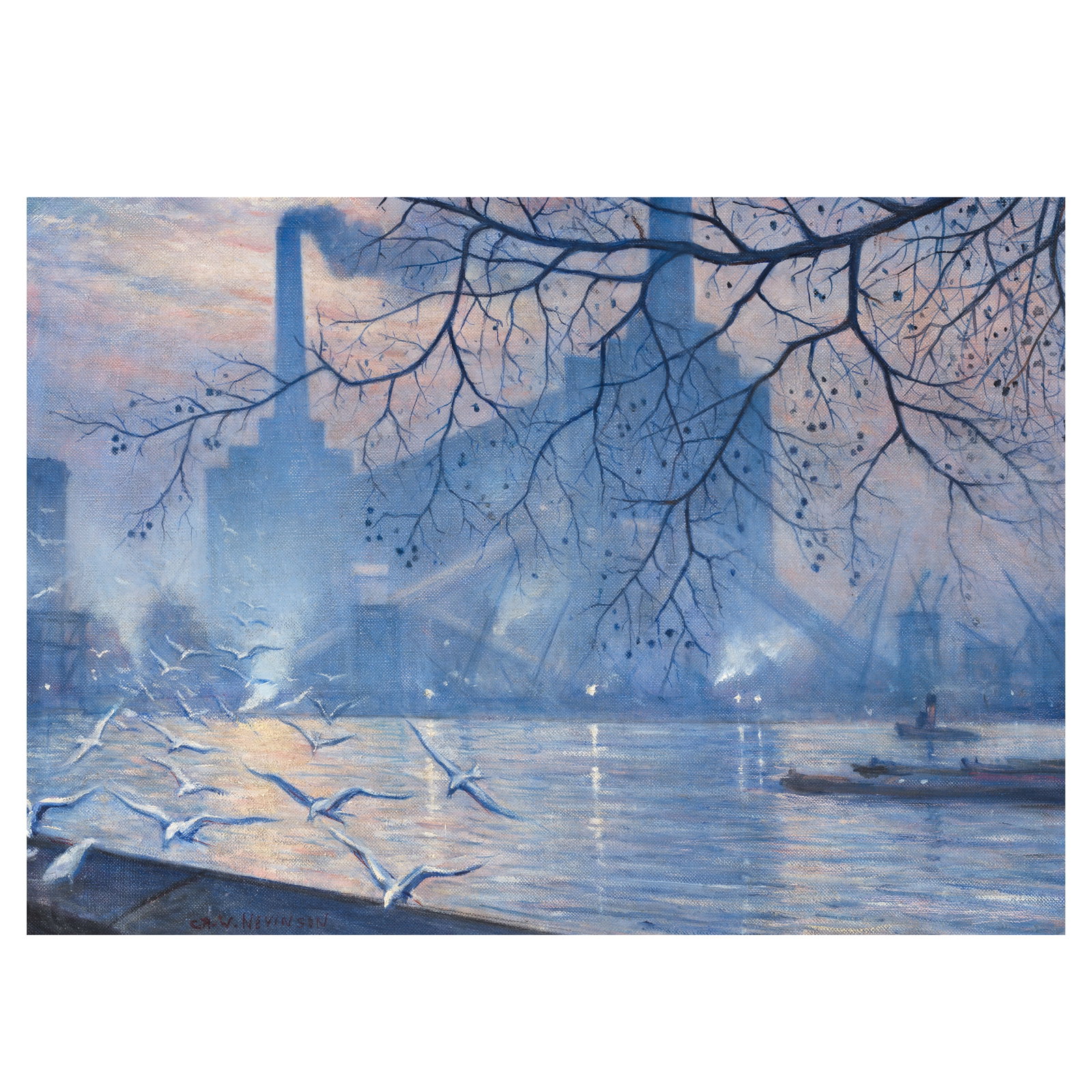 Christopher Richard Wynne Nevinson A.R.A. (British, 1889-1946) Battersea Power Station 50.3 x 70... (1 of 1)