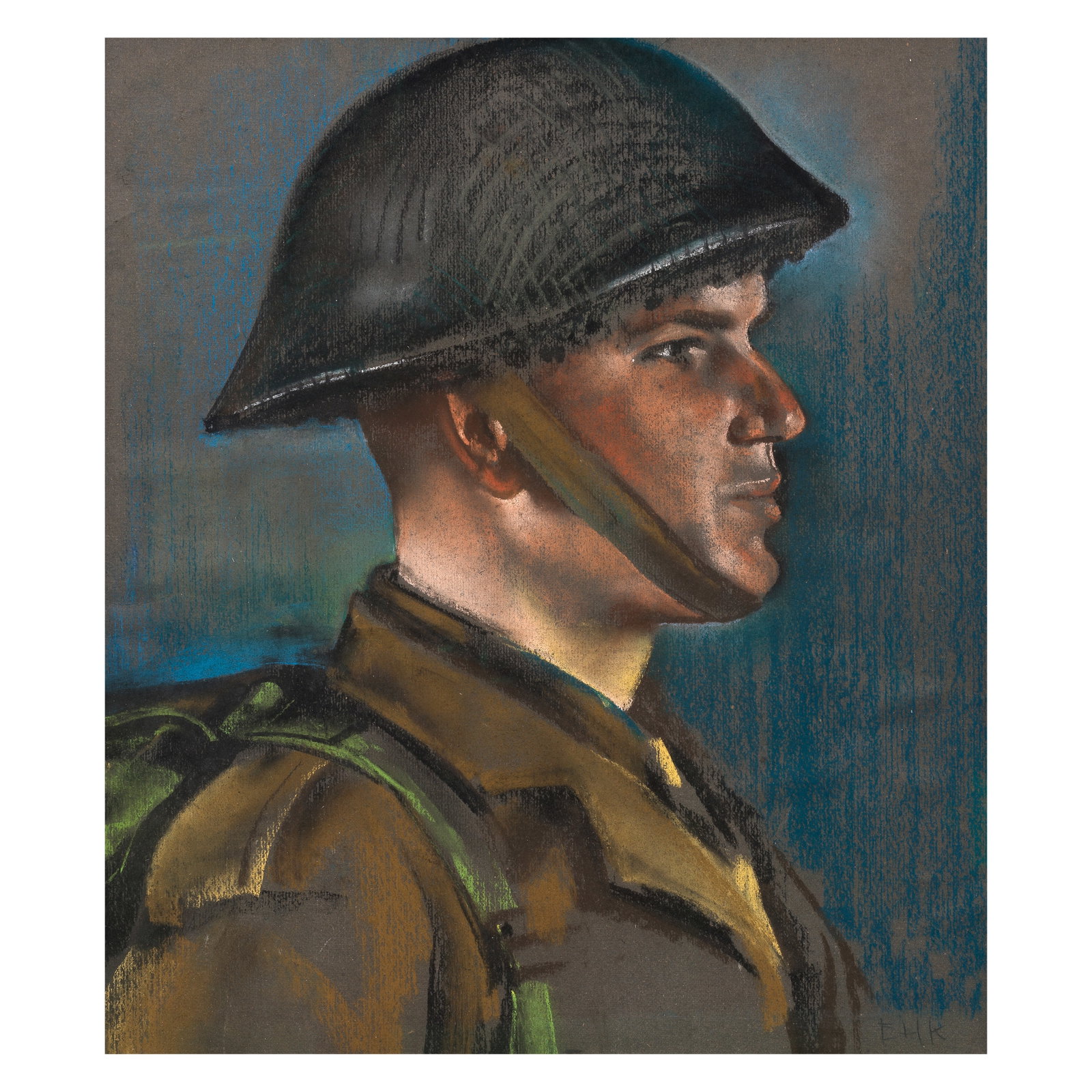 Eric Henri Kennington R.A. (British, 1888-1960) Head of a Soldier 53.4 x 47.4 cm. (21 x 18 3/4 i... (1 of 1)