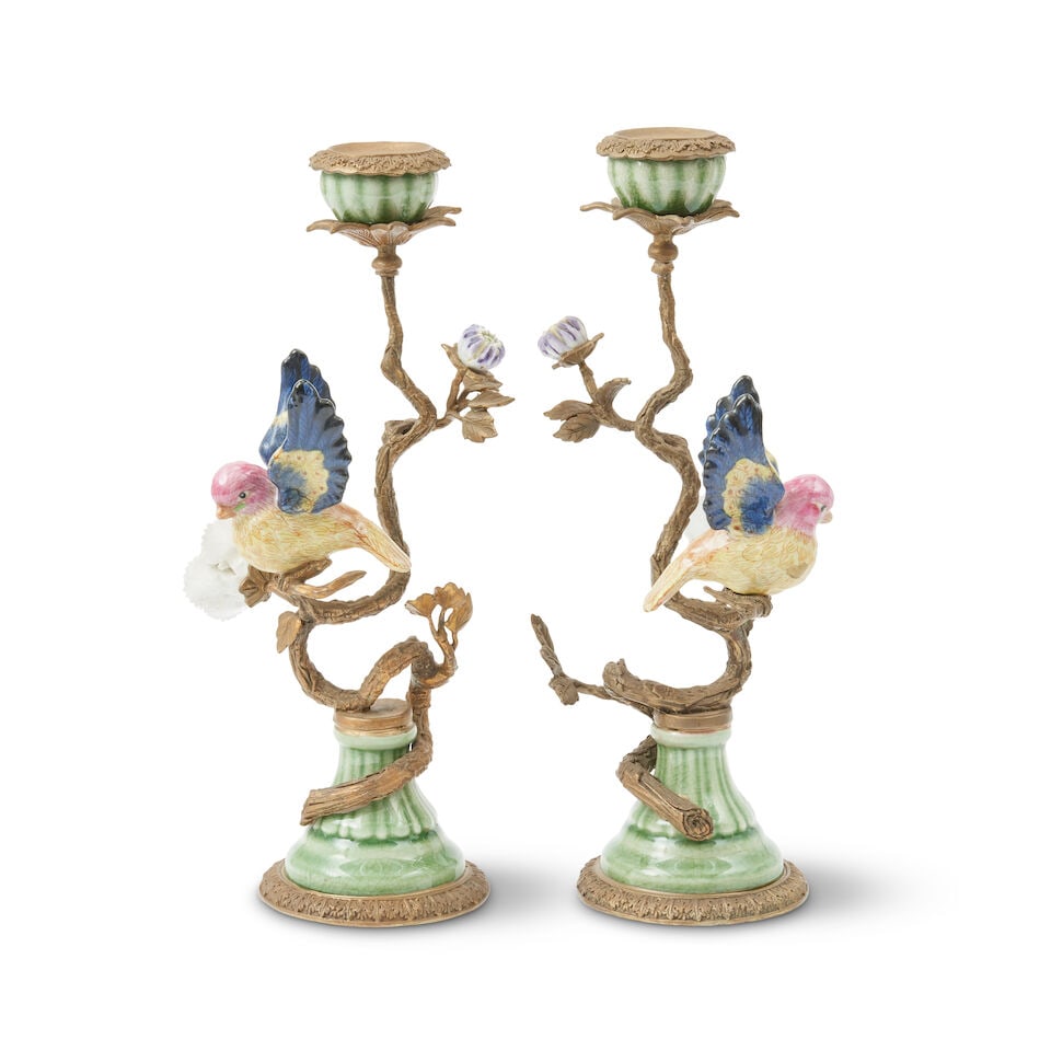 A pair of 20th century brass and porcelain candlesticks Season 2, Episode 2, 'Not in Scotland An... - 2