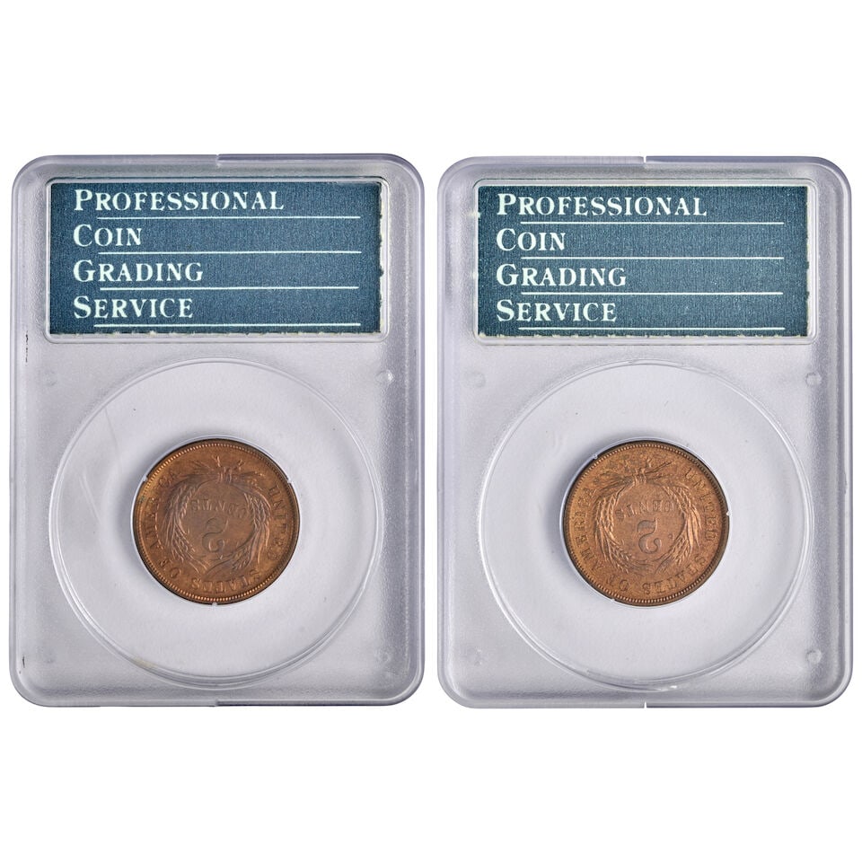 TWO UNITED STATES PROOF TWO-CENT PIECES. - 2