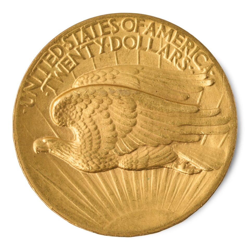 A UNITED STATES MCMVII [1907] HIGH RELIEF ST. GAUDENS $20 DOUBLE EAGLE GOLD COIN. - 2