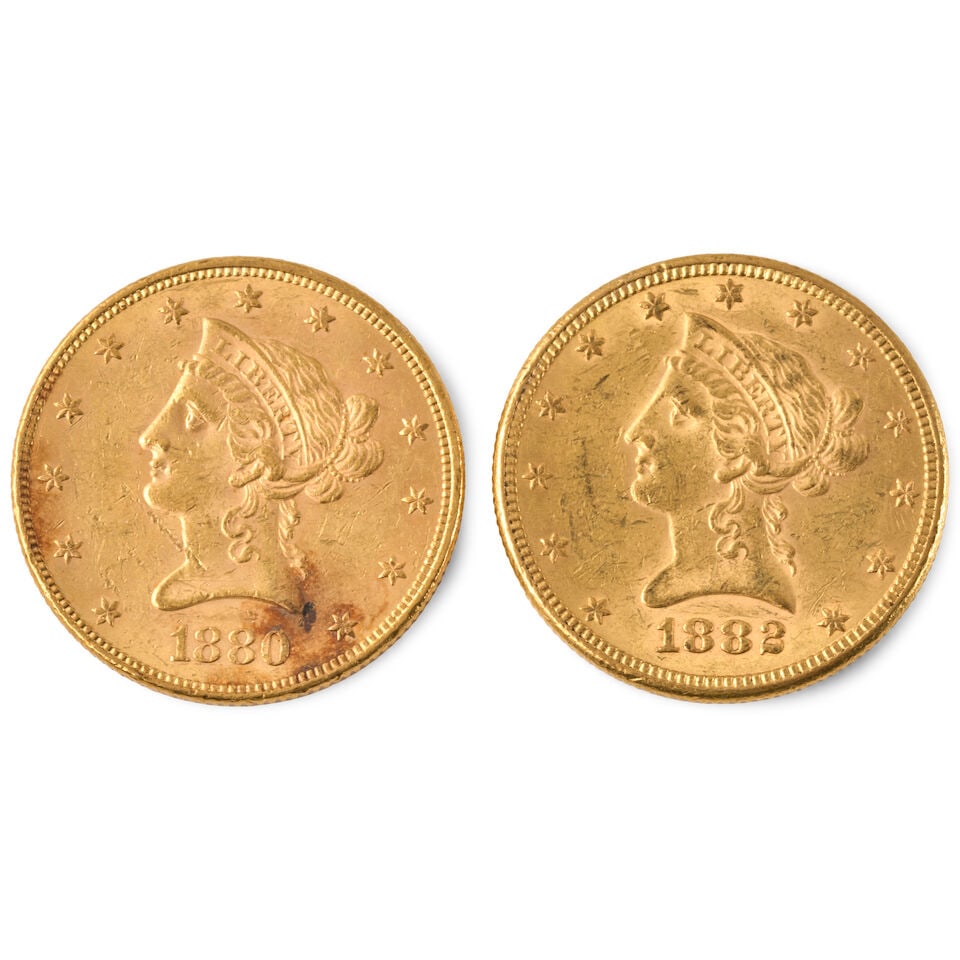 TWO UNITED STATES LIBERTY HEAD $10 EAGLE GOLD COINS. (1 of 2)