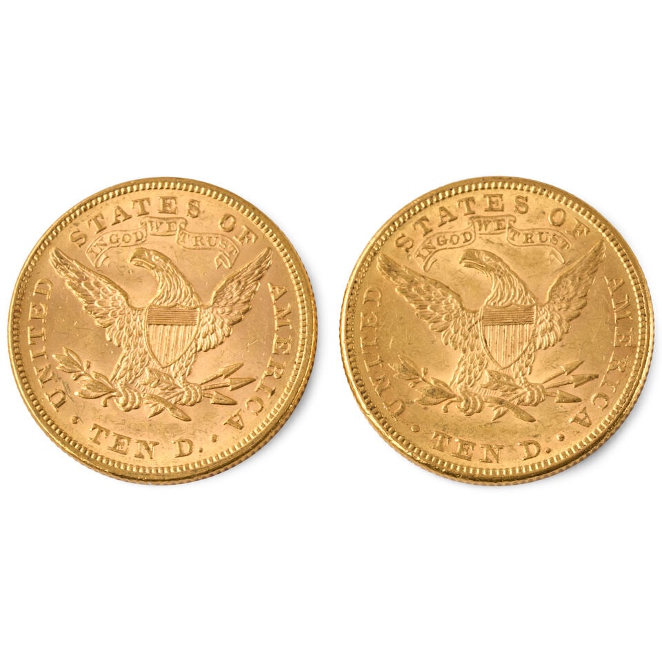 TWO UNITED STATES LIBERTY HEAD $10 EAGLE GOLD COINS. - 2