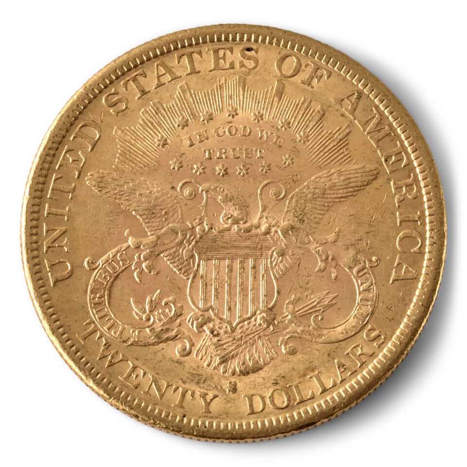 A UNITED STATES 1883-S LIBERTY HEAD $20 DOUBLE EAGLE GOLD COIN. - 2
