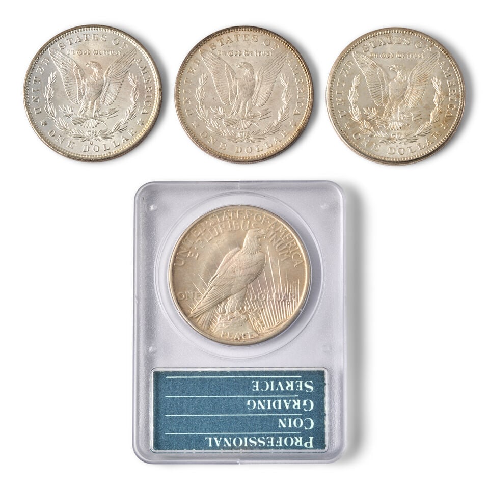 FOUR UNITED STATES SILVER DOLLARS. - 2