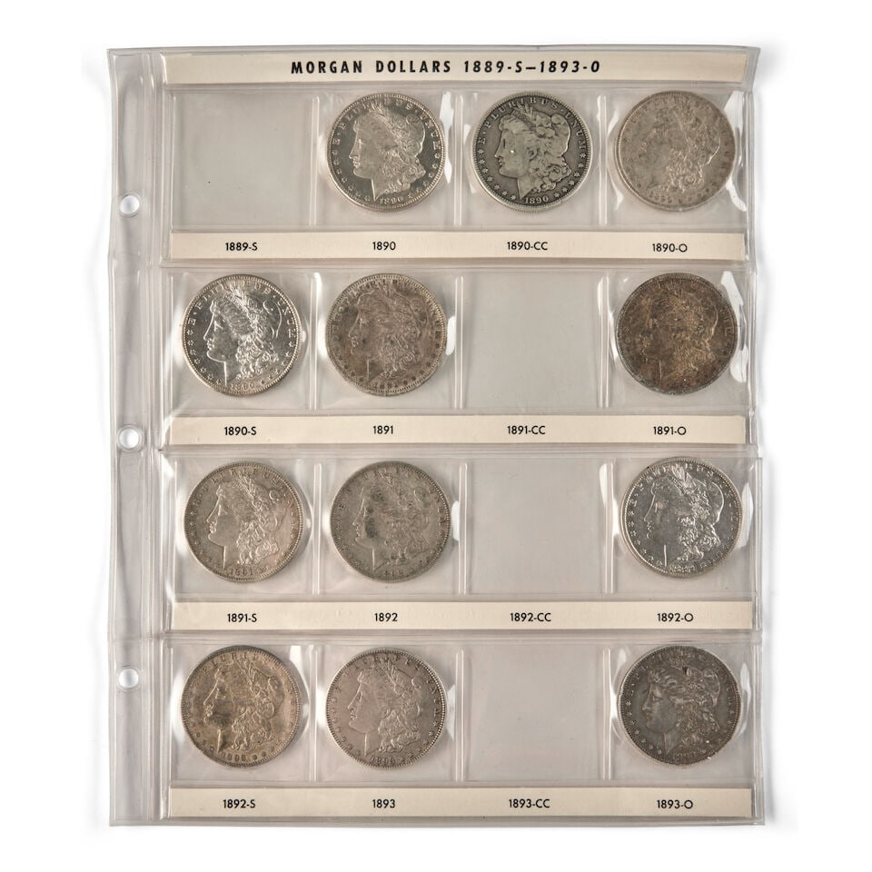 A PARTIAL SET OF MORGAN SILVER DOLLARS. - 3