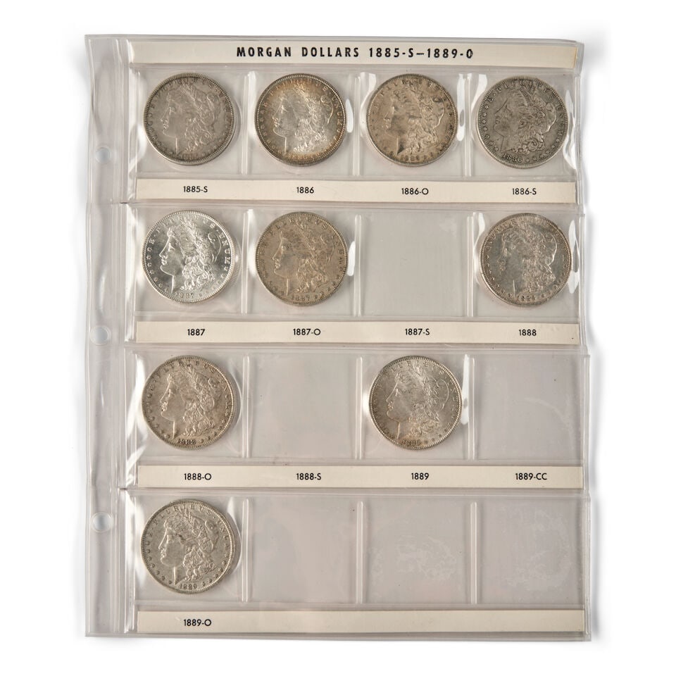 A PARTIAL SET OF MORGAN SILVER DOLLARS. - 5