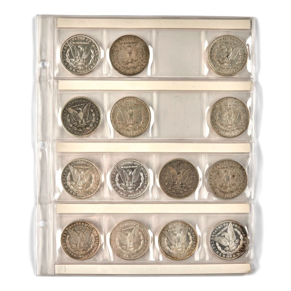 A PARTIAL SET OF MORGAN SILVER DOLLARS. - 8
