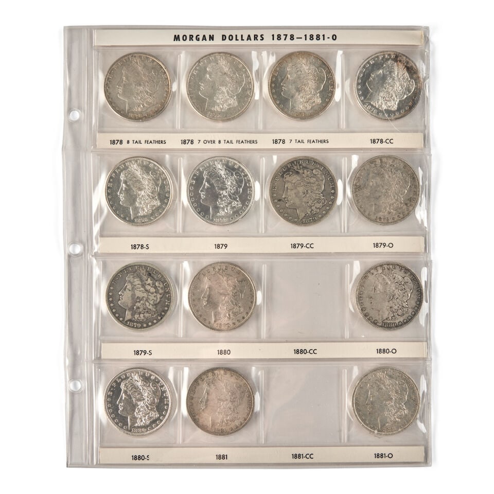 A PARTIAL SET OF MORGAN SILVER DOLLARS. - 9