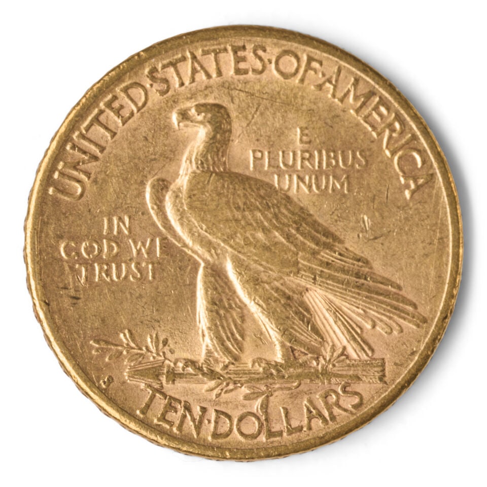 A UNITED STATES 1909-S INDIAN HEAD $10 EAGLE GOLD COIN. - 2