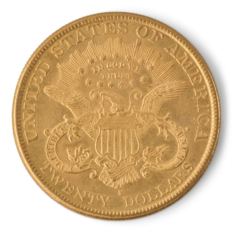 A UNITED STATES 1893-S LIBERTY HEAD $20 DOUBLE EAGLE GOLD COIN. - 2
