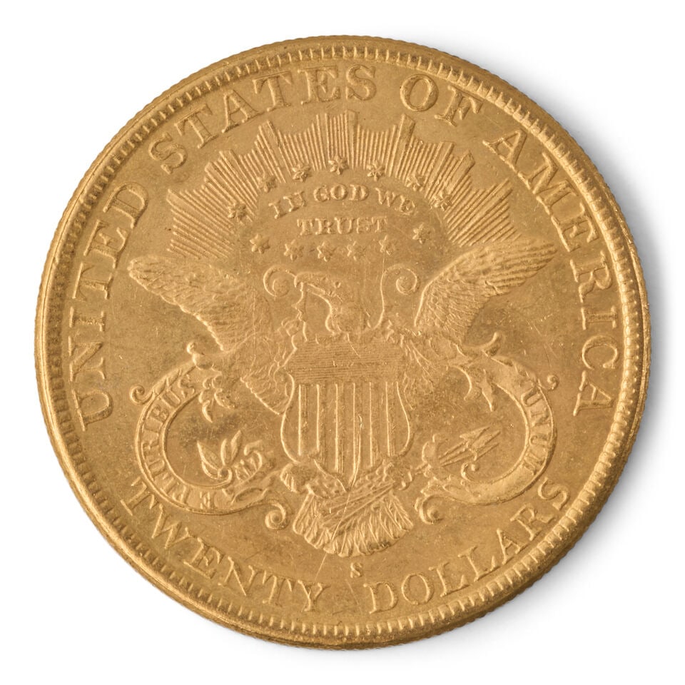 A UNITED STATES 1898-S LIBERTY HEAD $20 DOUBLE EAGLE GOLD COIN. - 2