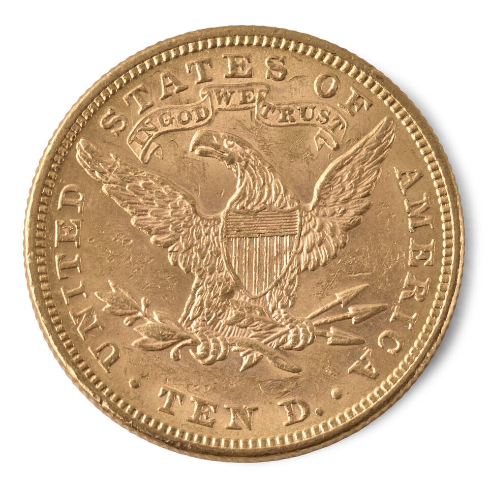 A UNITED STATES 1881 LIBERTY HEAD $10 EAGLE GOLD COIN. - 2