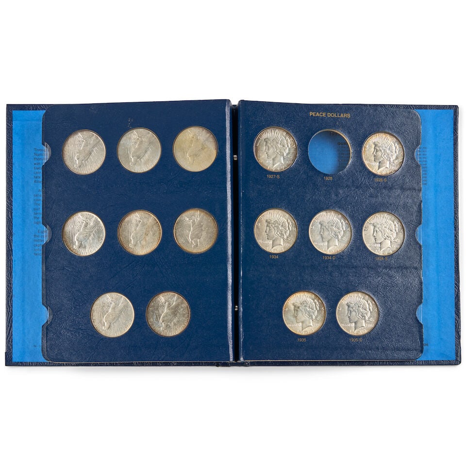 A NEARLY COMPLETE SET OF UNITED STATES PEACE DOLLARS. - 3