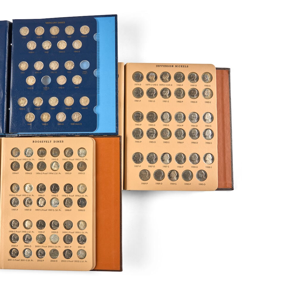 THREE UNITED STATES COIN SETS: JEFFERSON NICKELS, MERCURY DIMES, ROOSEVELT DIMES. - 2