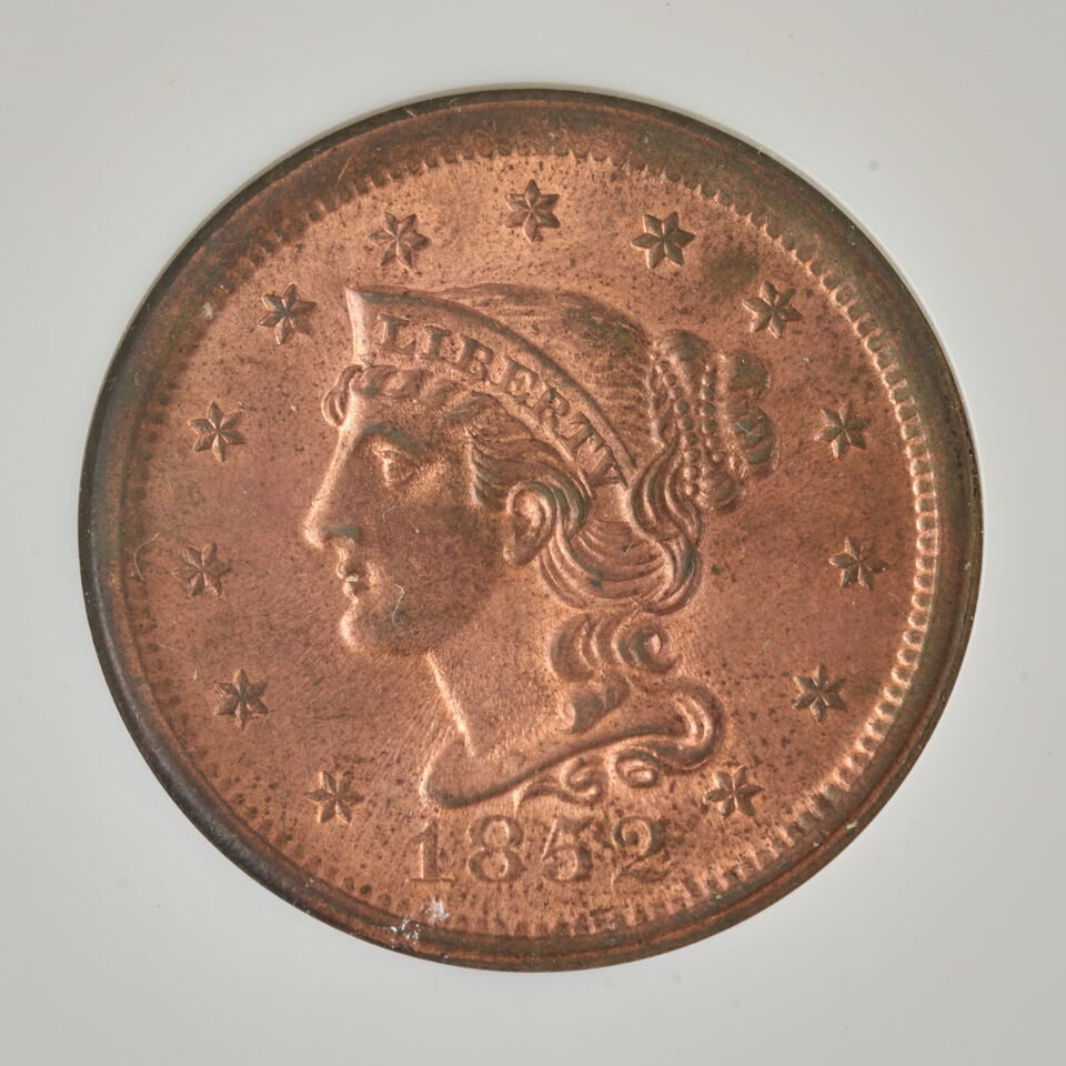 TWO UNITED STATES TWO-CENT PIECES, AND A UNITED STATES 1852 LARGE CENT. - 2