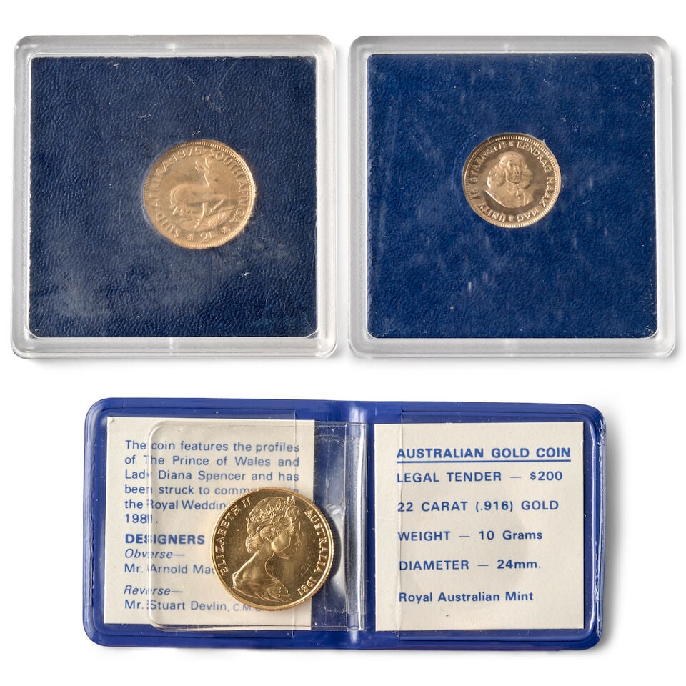 TWO SOUTH AFRICAN GOLD COINS, AND ONE AUSTRALIAN GOLD COIN - 2