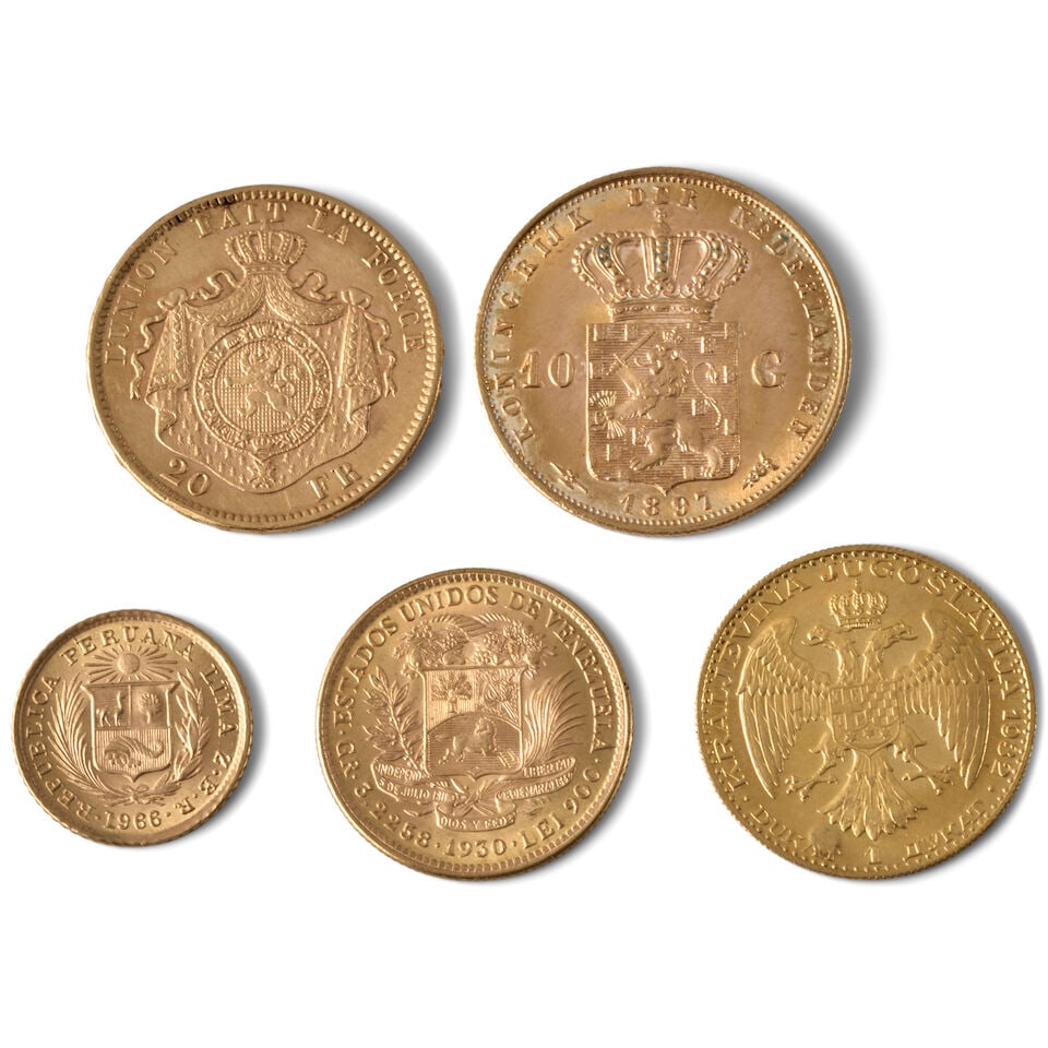 FIVE FOREIGN GOLD COINS. - 2