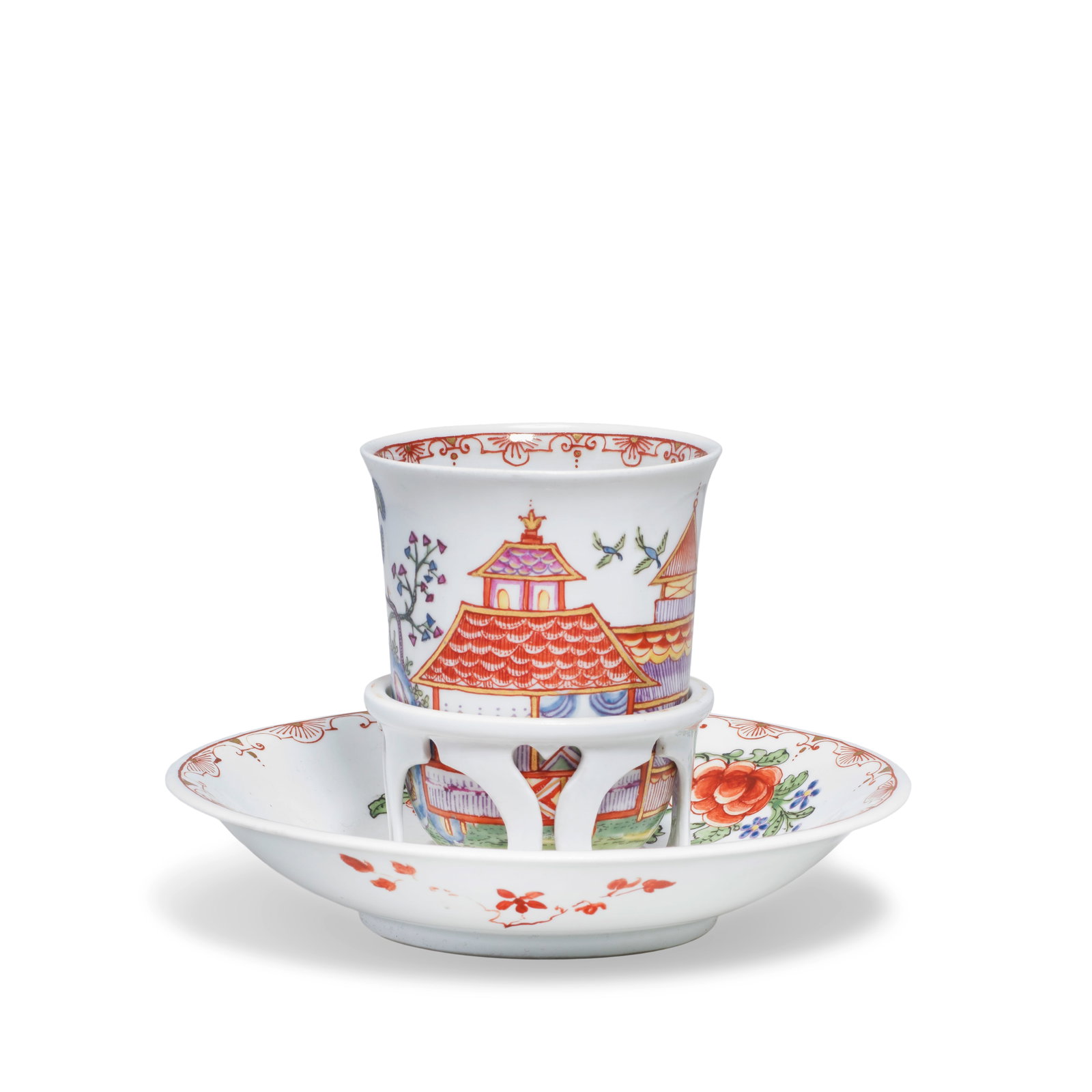 A Du Paquier trembleuse beaker and saucer, circa 1730 (1 of 1)