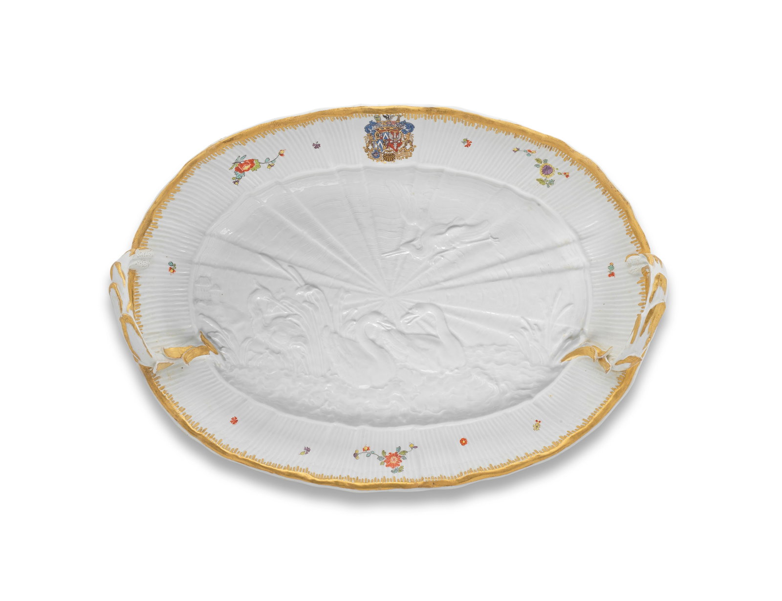 A large Meissen two-handled oval dish from the Swan Service, circa 1741 (1 of 1)