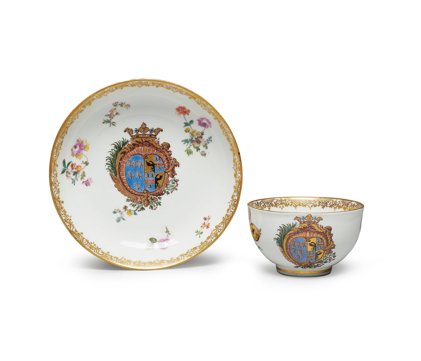 A very rare Meissen armorial teacup and saucer, circa 1730-35 (1 of 1)