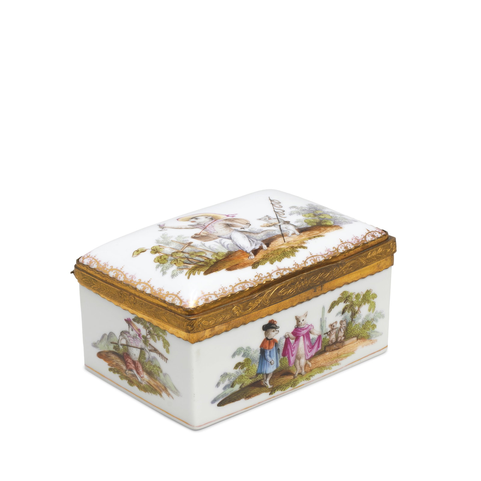 A large German rectangular gilt-metal-mounted porcelain box, second half 19th century (1 of 1)