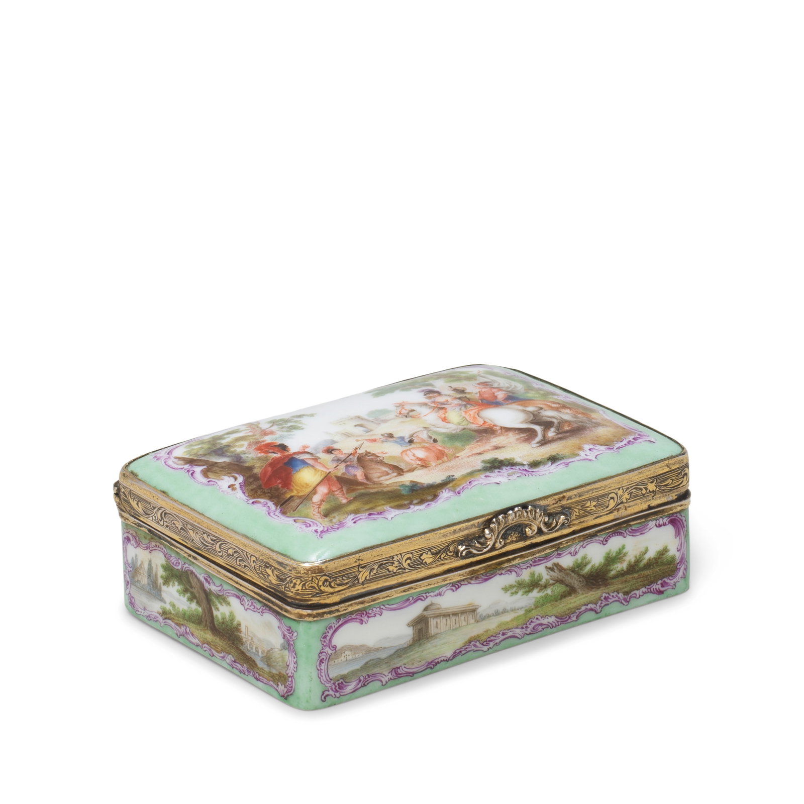 A German green-ground silver-gilt-mounted rectangular snuff box, circa 1770 (1 of 1)