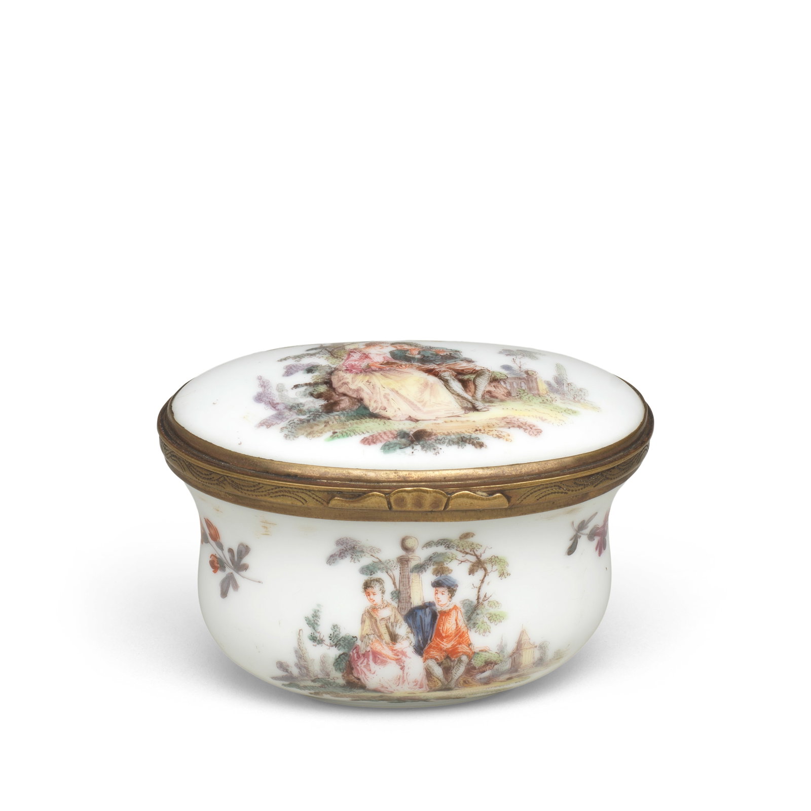 A Meissen gilt-metal-mounted oval snuff box, 19th century (1 of 1)