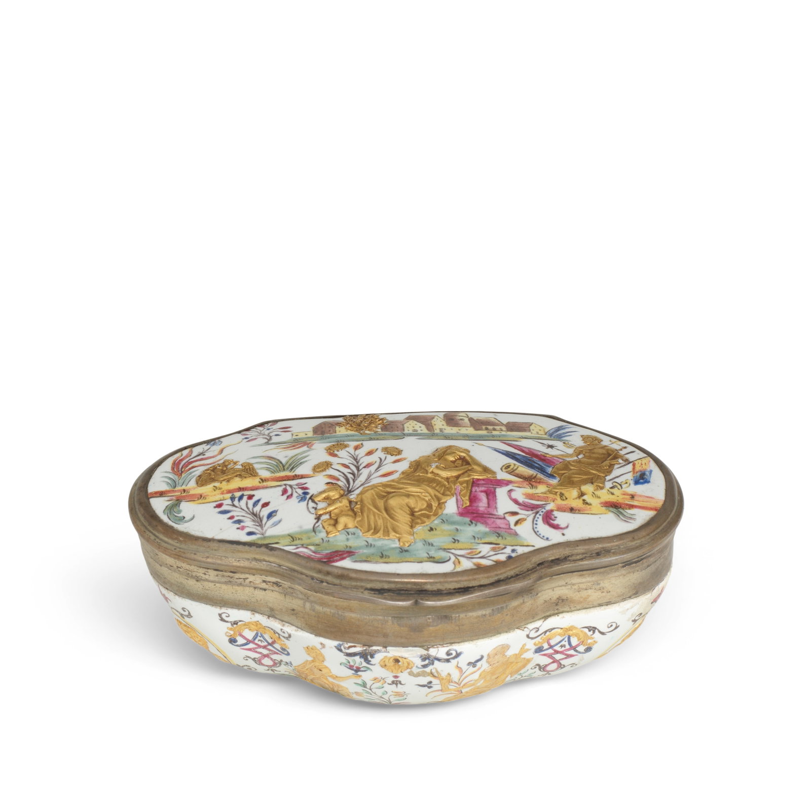 A silver-gilt-mounted enamel snuff box, probably workshop of Pierre Fromery, Berlin, circa 1730 (1 of 1)