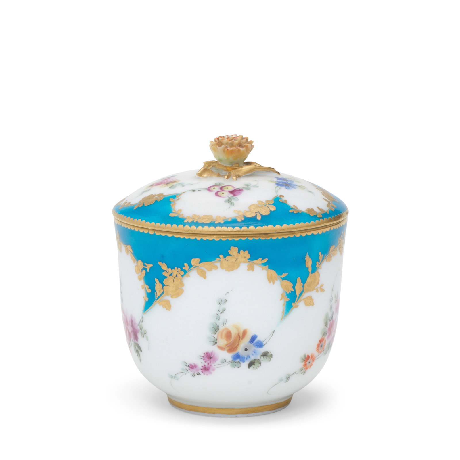 A Vincennes/Sèvres bleu-céleste ground sugar pot and cover (pot à sucre Calabre),... (1 of 1)