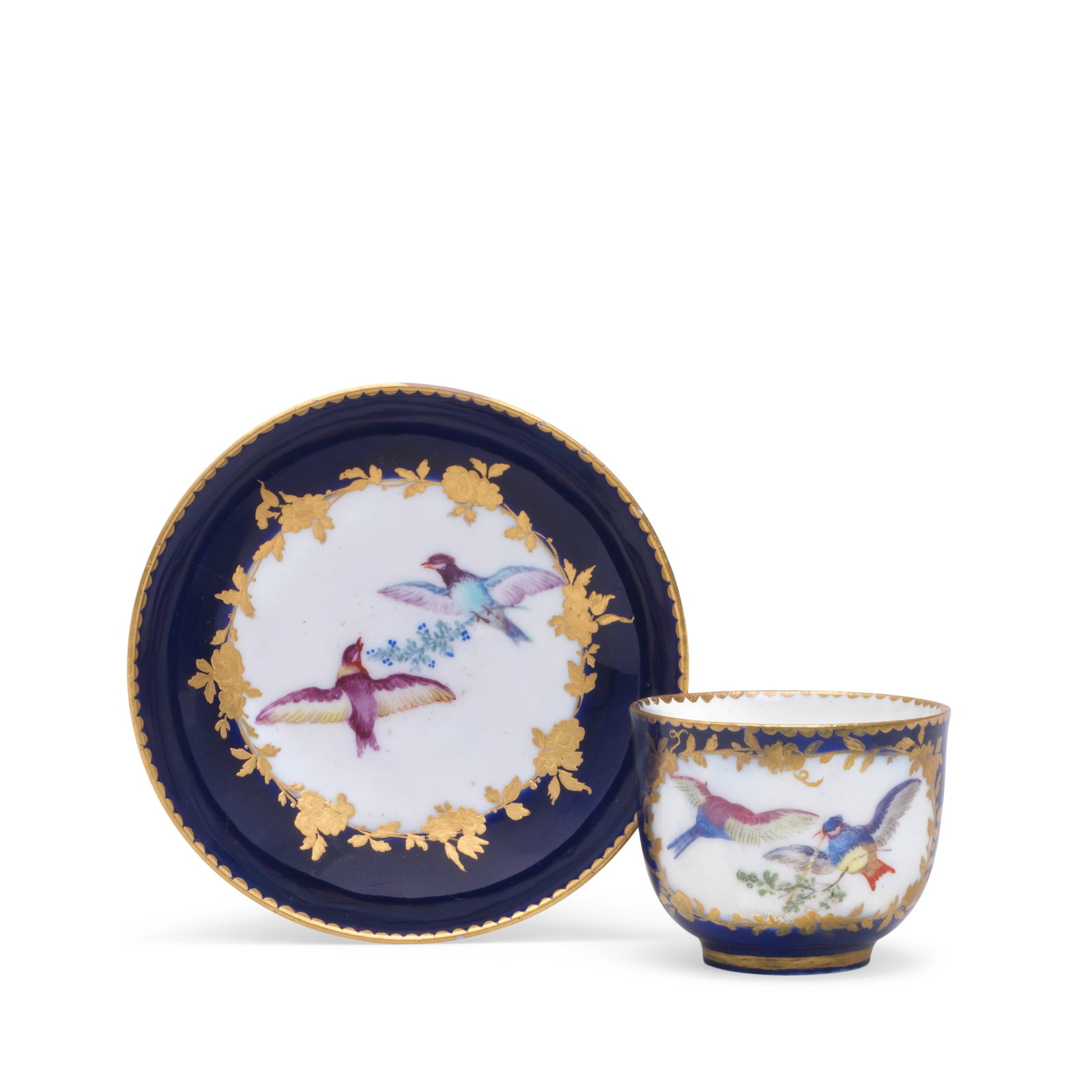 A small Sèvres bleu-lapis ground cup and saucer (gobelet Bouillard et soucoupe), dated 1759 (1 of 1)