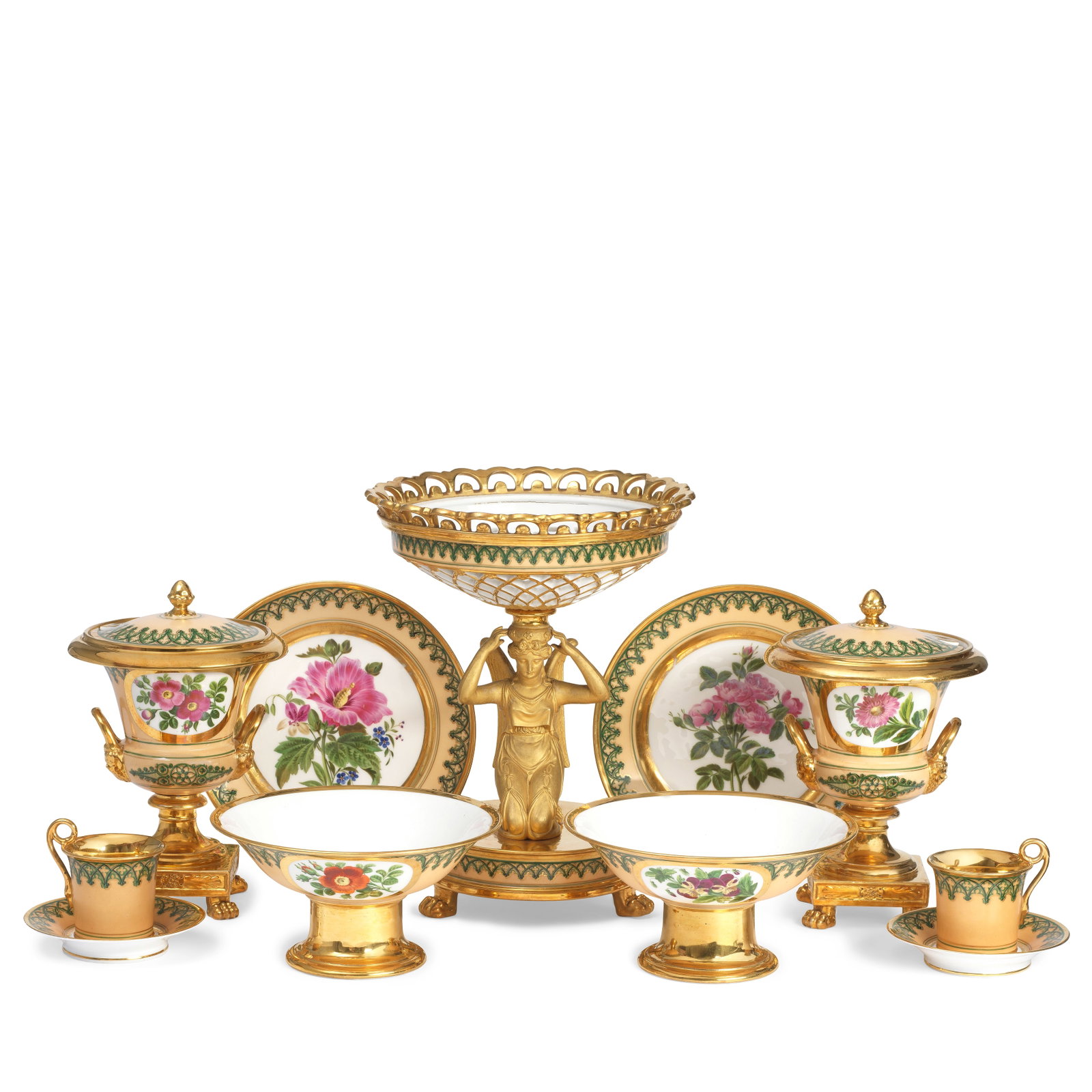 A Paris, Darte Frères, salmon-pink-ground part service, circa 1820 (1 of 1)