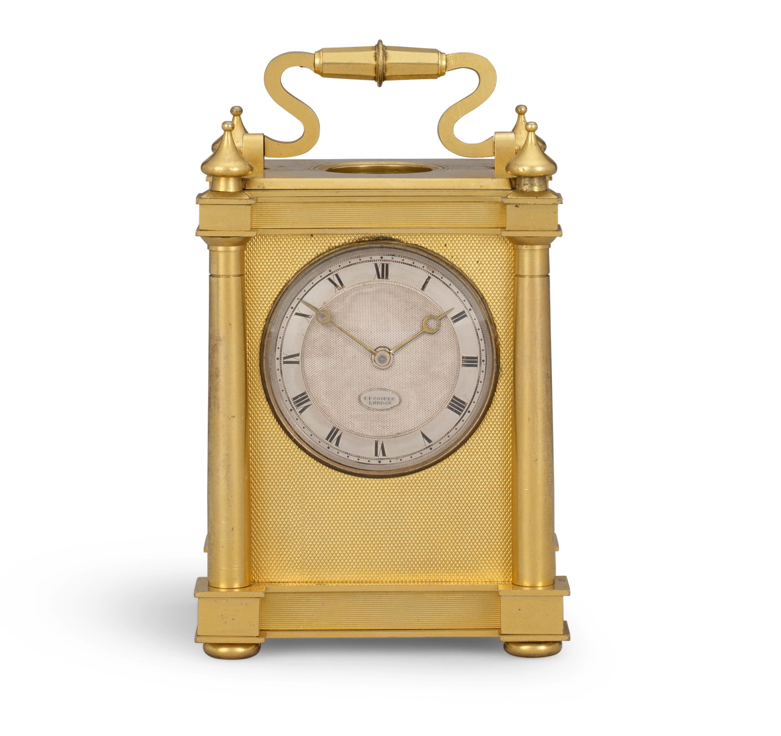 A good mid-19th century English carriage clock with engine turned silver dial Thomas Frederick C... (1 of 1)
