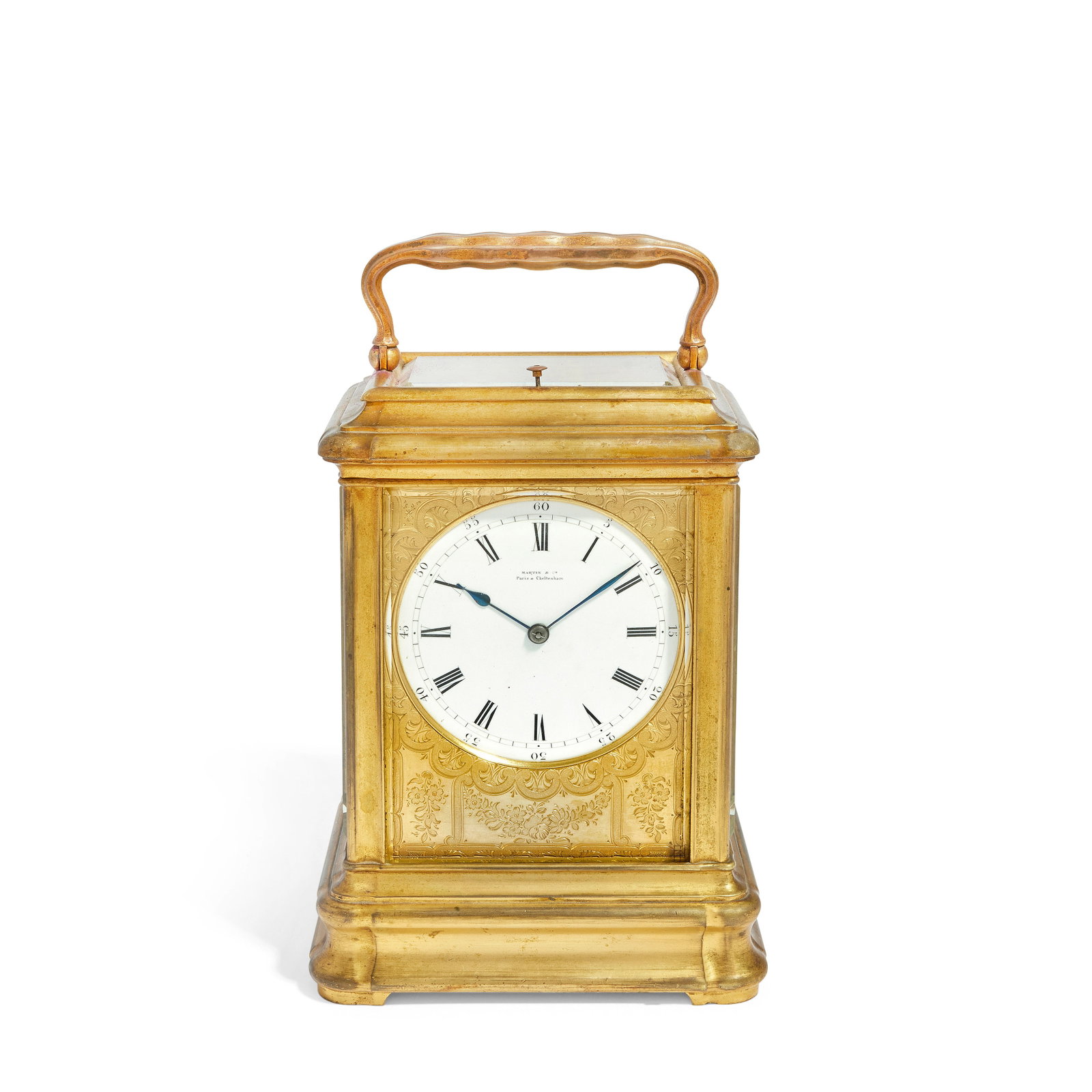 A fine and rare late 19th century French giant repeating carriage clock with original presentati... (1 of 1)