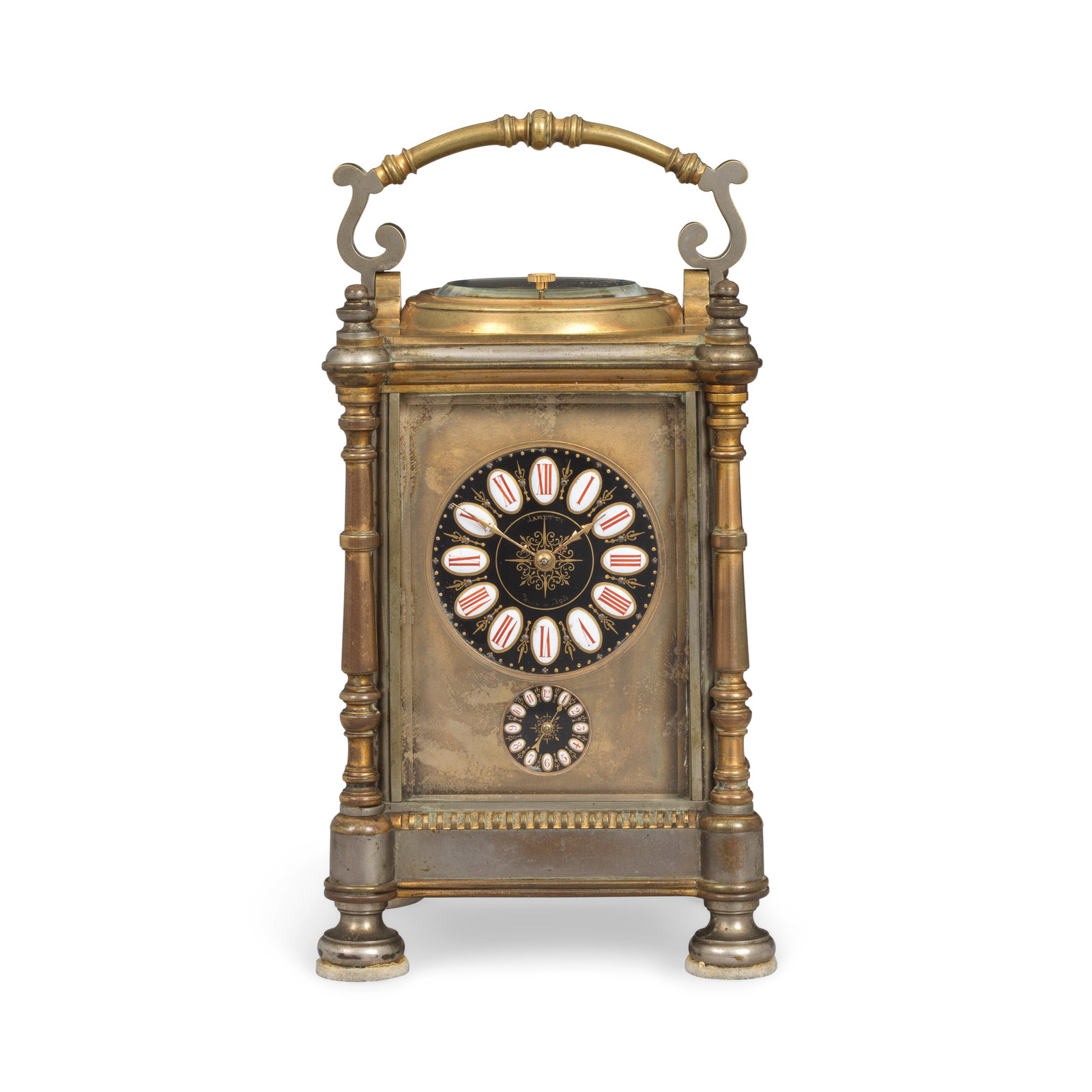 A late 19th century French silvered and lacquered brass grande sonnerie carriage clock with case 2 (1 of 1)