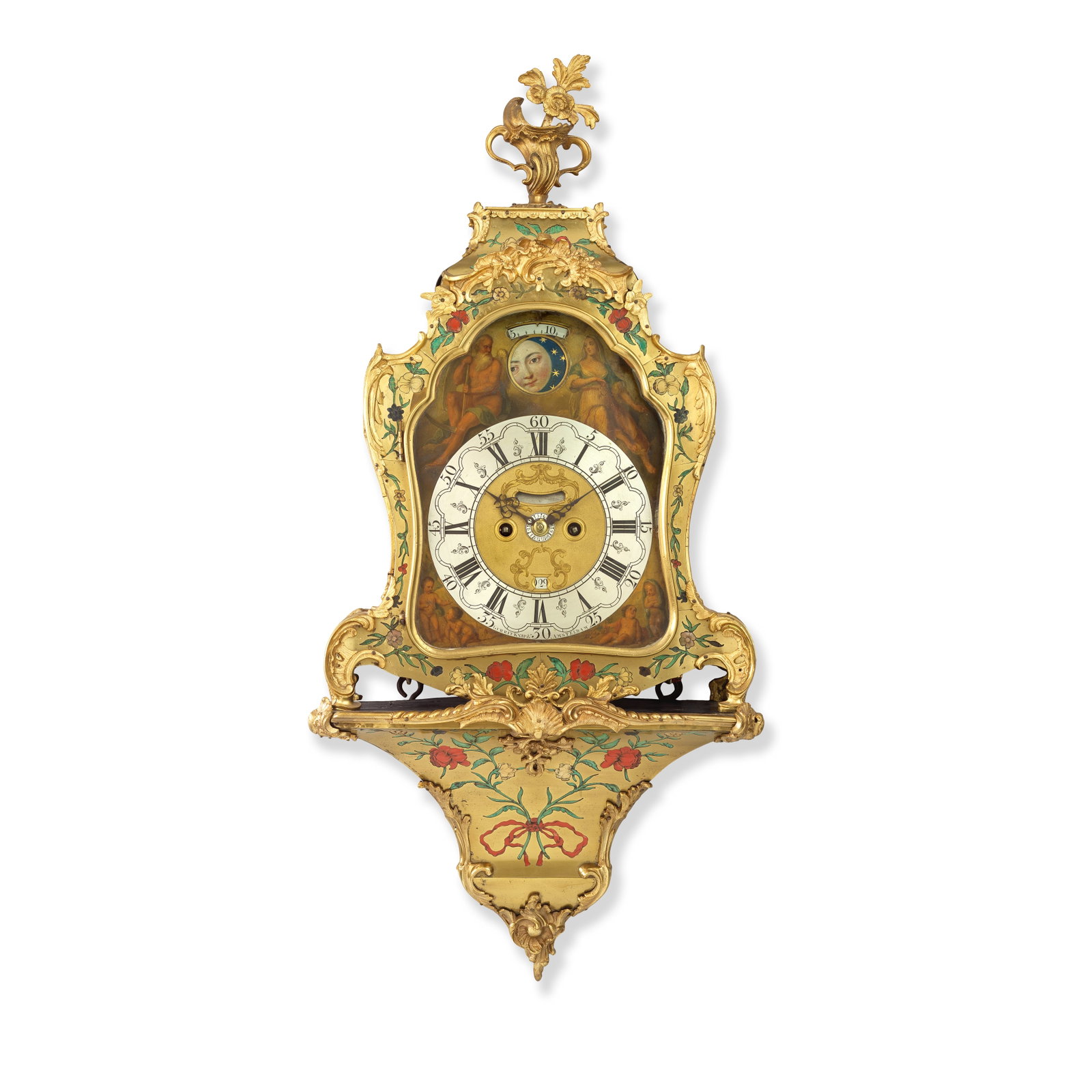 Gerrit Knip, Amsterdam. c1750, A mid-18th century brass and horn inlaid bracket clock with moonp... (1 of 1)
