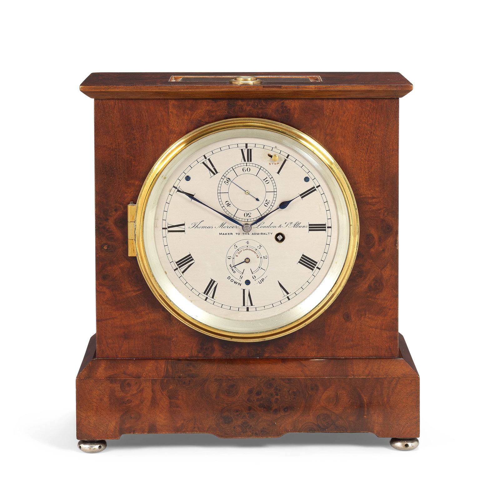 A good mid 20th century burr walnut 8-day table chronometer Thomas Mercer, London & St Albans, M... (1 of 1)