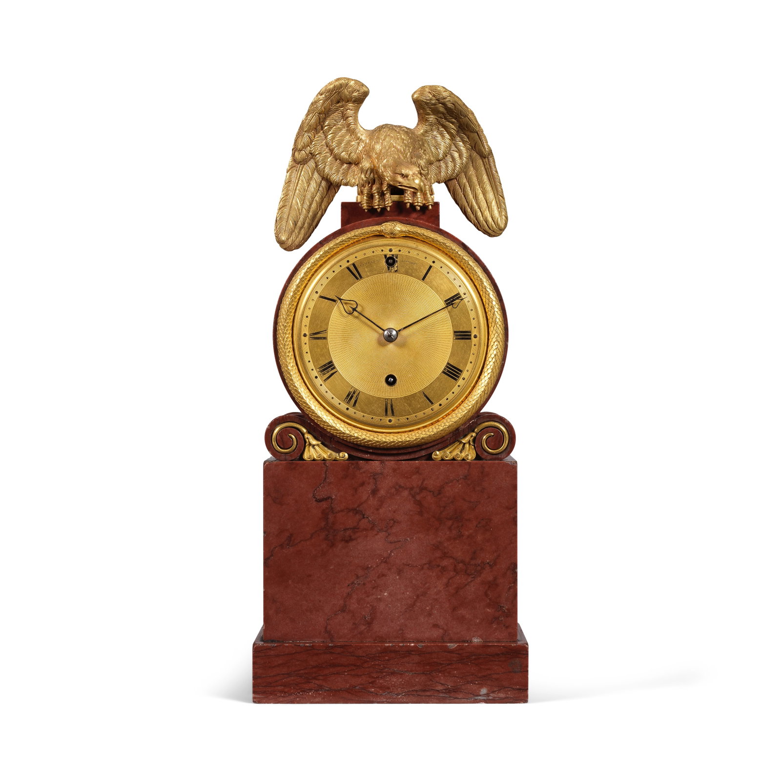 A fine first quarter of the 19th century, ormolu-mounted rouge griotte marble mantel clock timep... (1 of 1)