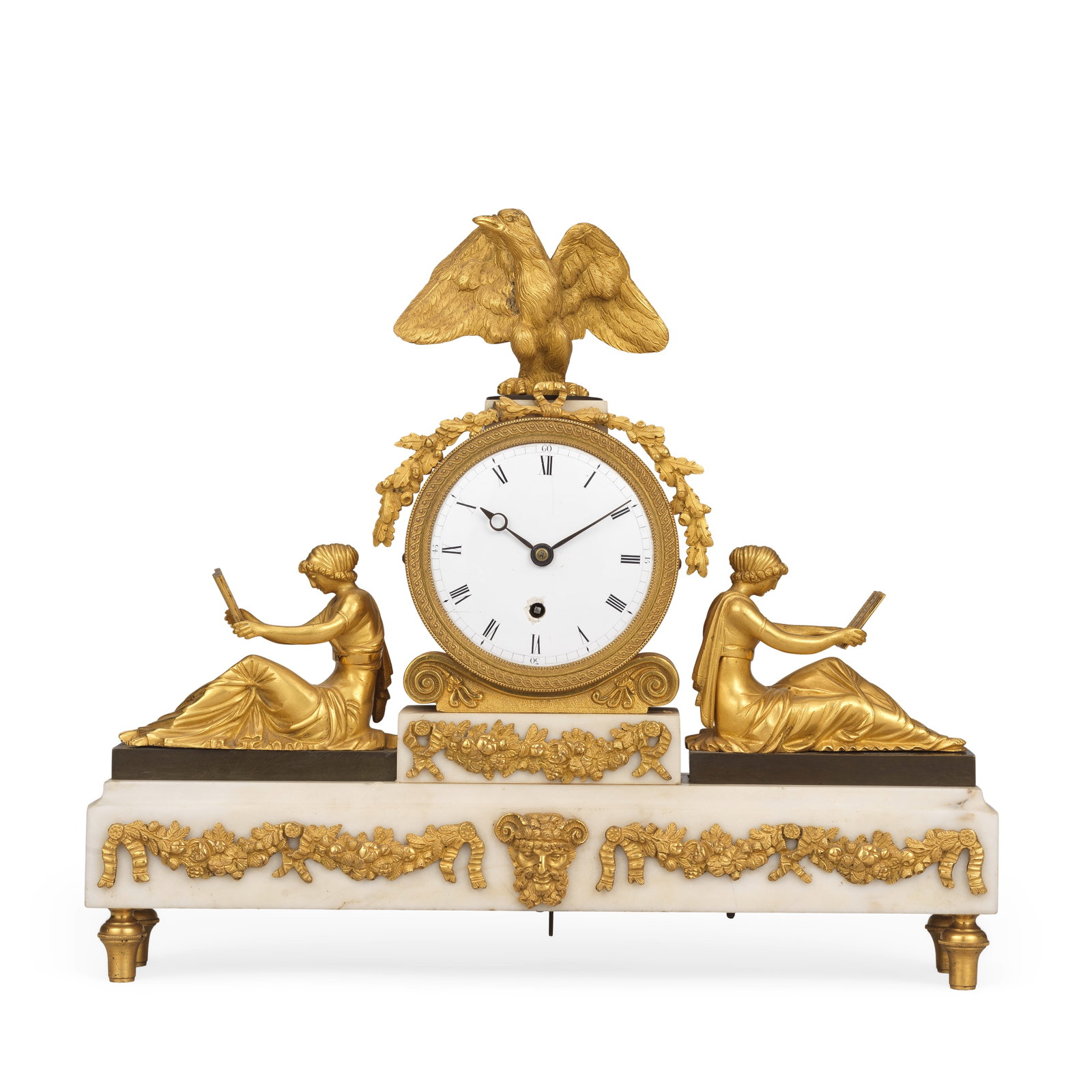 A good early 19th century ormolu-mounted marble mantel clock timepiece F. Baetens 23 Gerrard St... (1 of 1)