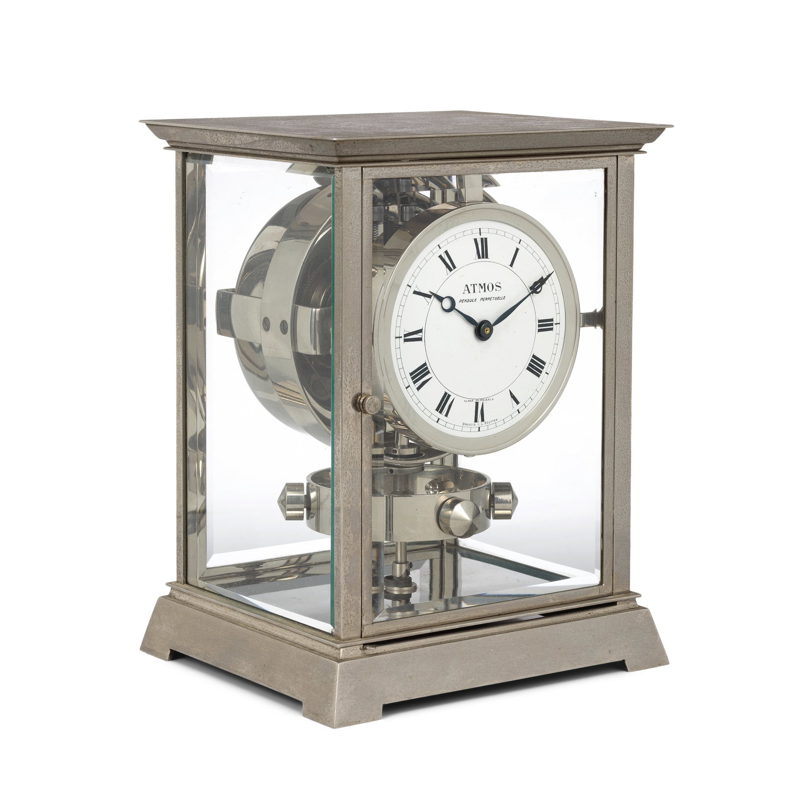 A 1930's chromium plated 'Pendule Perpètuelle' Atmos clock J.L.Reutter, No.2123 (1 of 1)