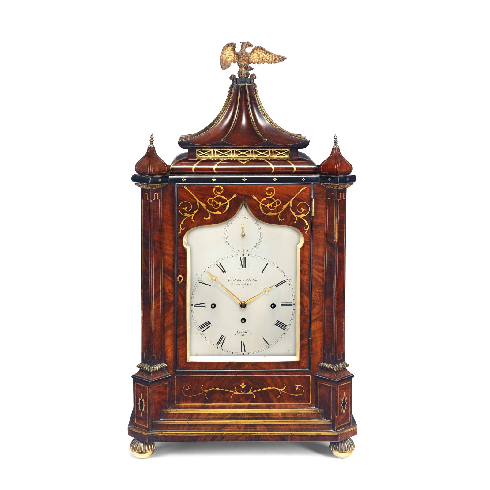A large mid 19th century quarter chiming mahogany table clock Frodsham, Gracechurch Street, London (1 of 1)