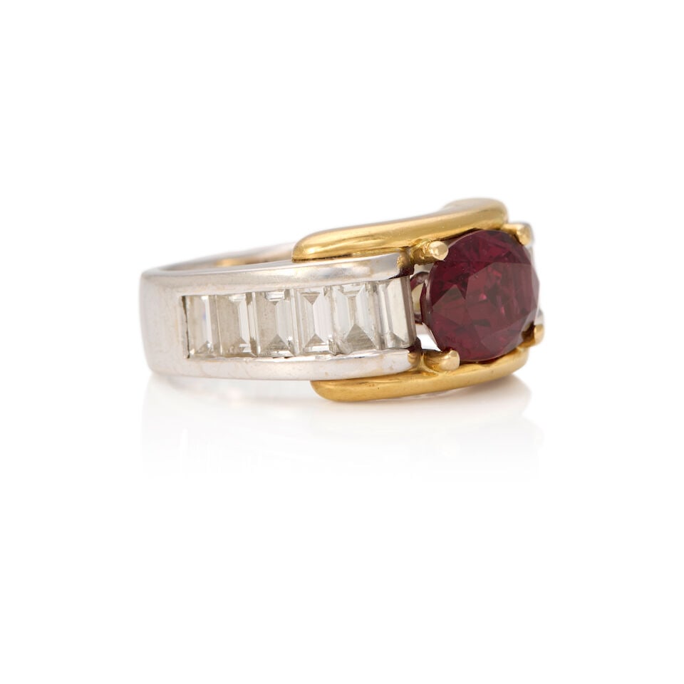 18K BICOLORED GOLD, RUBY, AND DIAMOND RING WITH GIA REPORT - 2