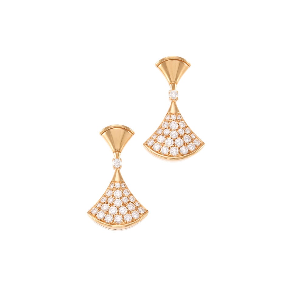 BULGARI: A PAIR OF 18K ROSE GOLD AND DIAMOND 'DIVA'S DREAM' EARRINGS