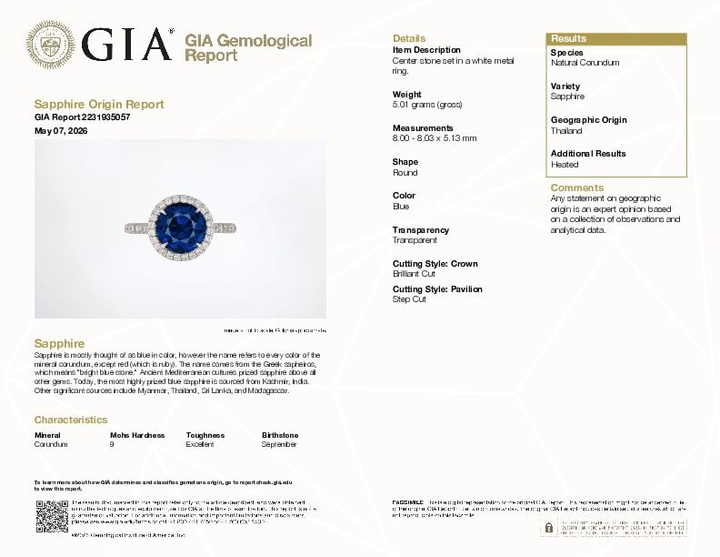 PLATINUM, SAPPHIRE, AND DIAMOND RING WITH GIA REPORT - 3