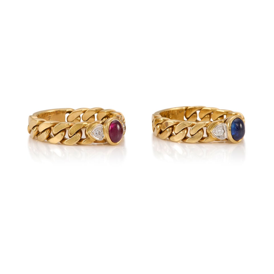 18K YELLOW GOLD, GEMSET AND DIAMOND RINGS - 2