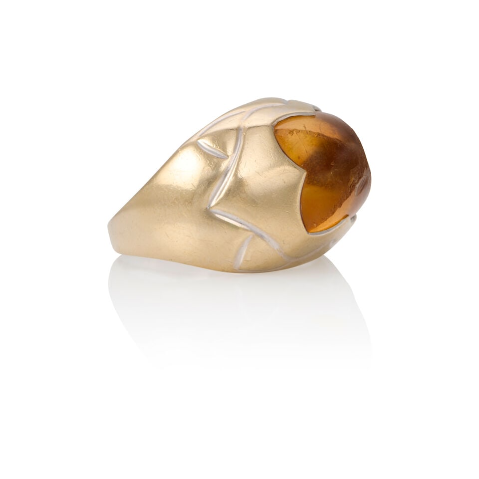 BULGARI: A CITRINE PYRAMID RING - 2