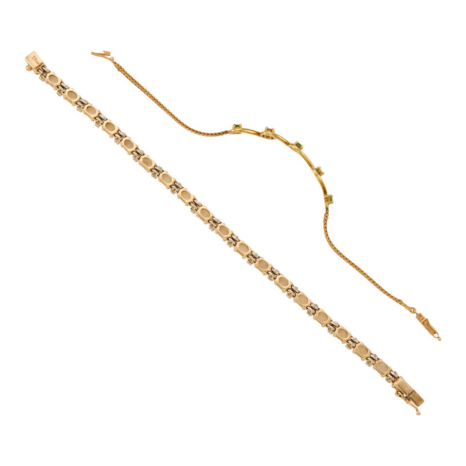 TWO GOLD, MUTLIGEM, AND DIAMOND BRACELETS - 2