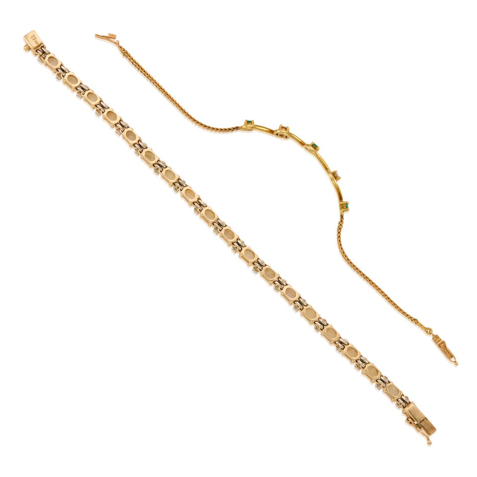 TWO GOLD, MUTLIGEM, AND DIAMOND BRACELETS - 3