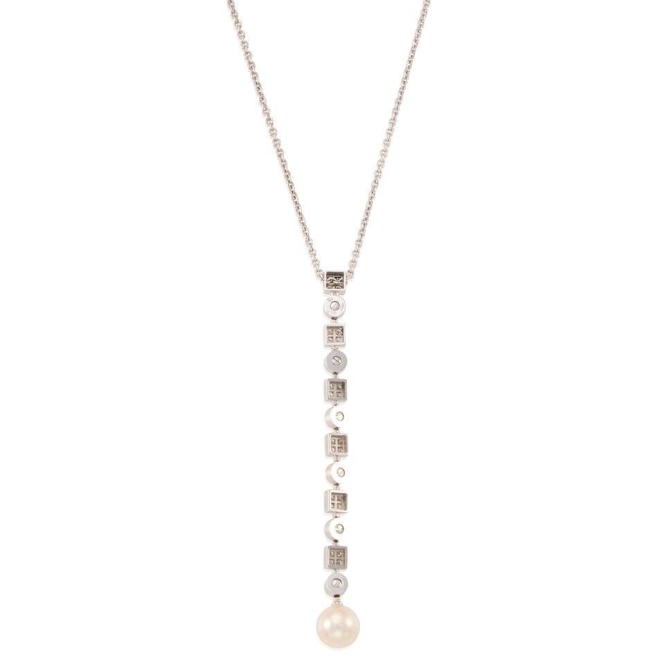 BULGARI: A 18K WHITE GOLD, DIAMOND, AND CULTURED PEARL 'LUCEA' PENDANT NECKLACE - 2